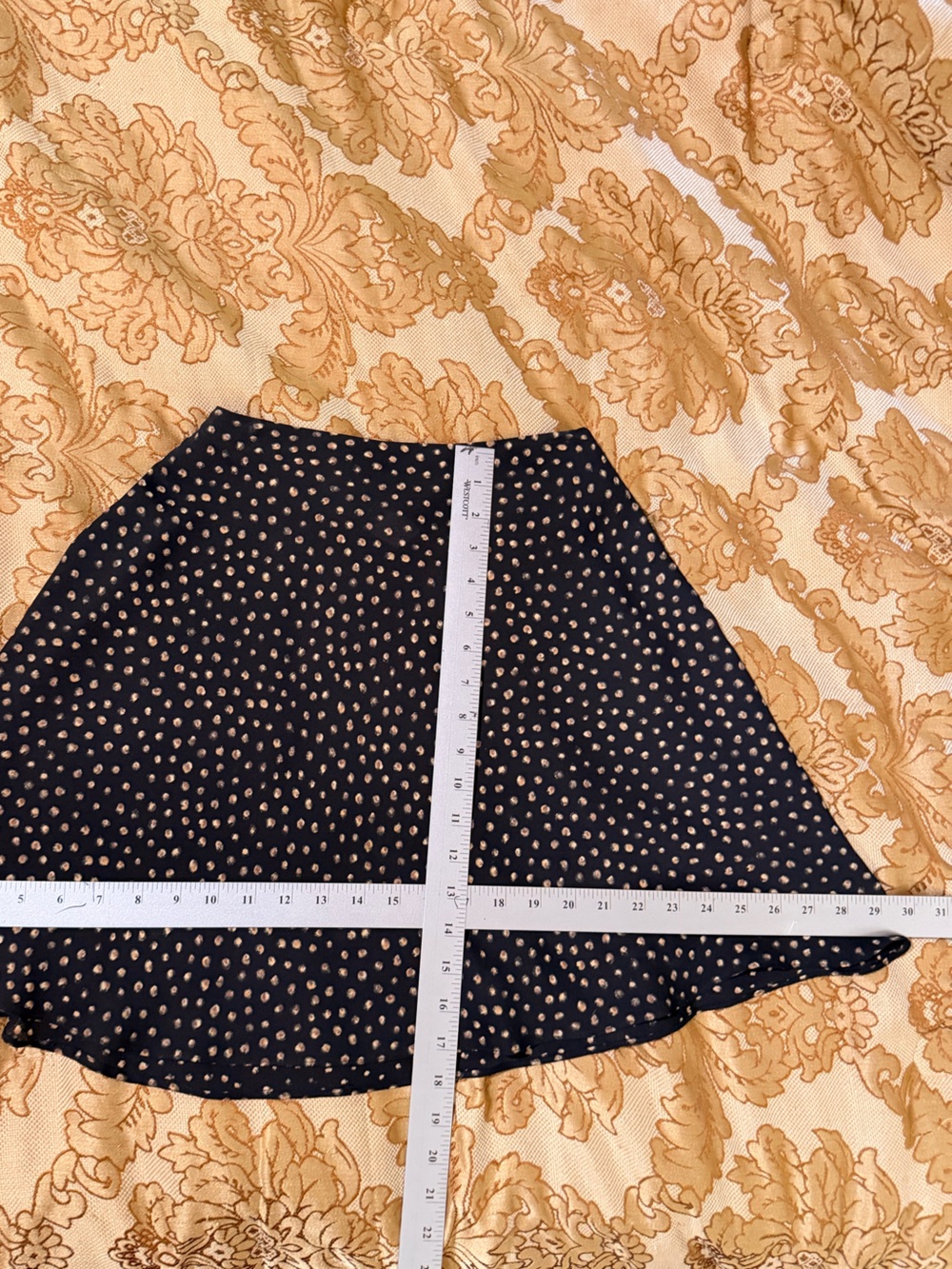 Bentley Arbuckle Black Lightweight Flirty Skirt Gold Dot Print Slight Sheer Sz 2 - Picture 12 of 12
